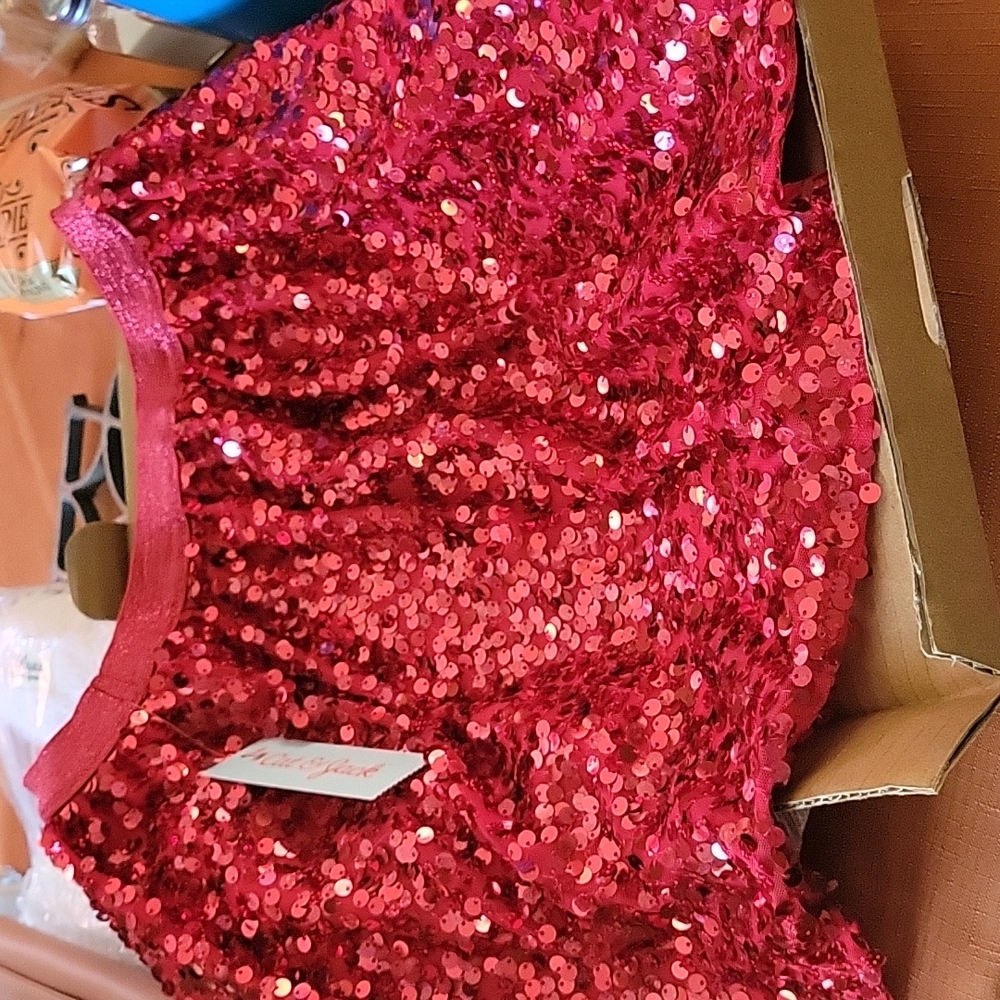 Red sequence skirt